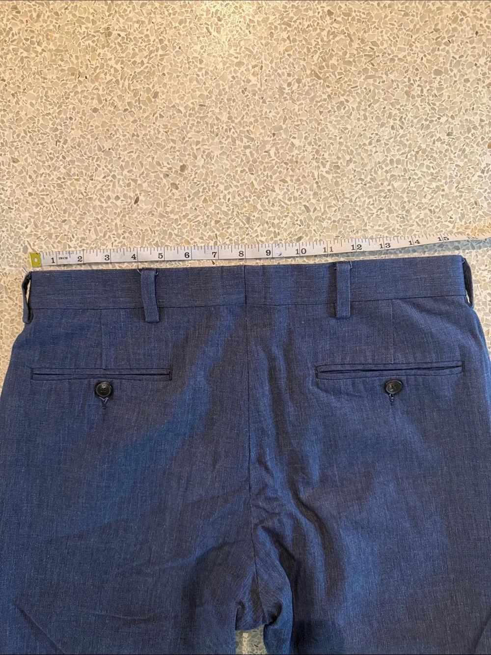 Reiss Men's Dress Pants Geronimo in Dark Lightweight Denim Chambray Blue 30 x 28